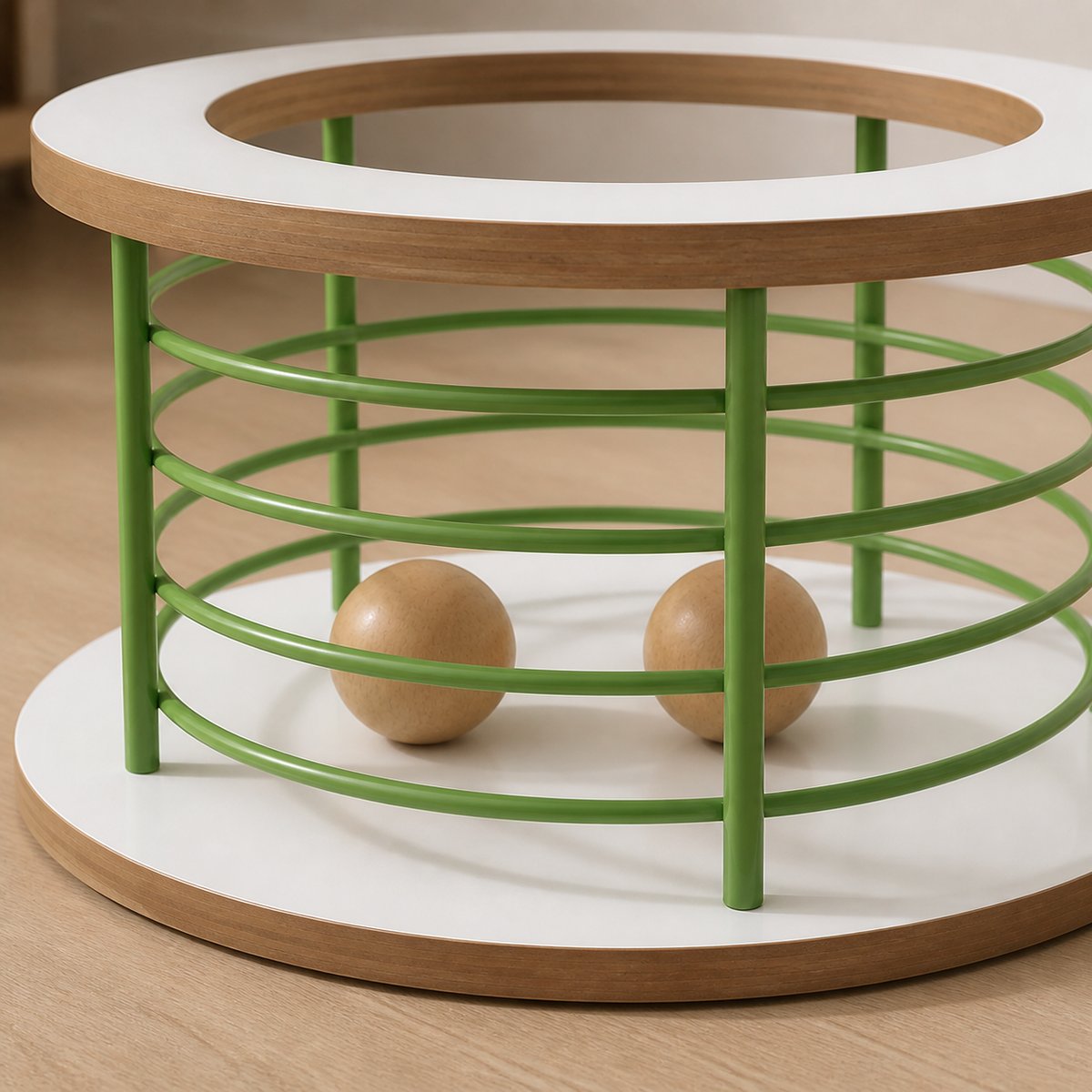 Close view of a Green Ball Pool circular paw opening