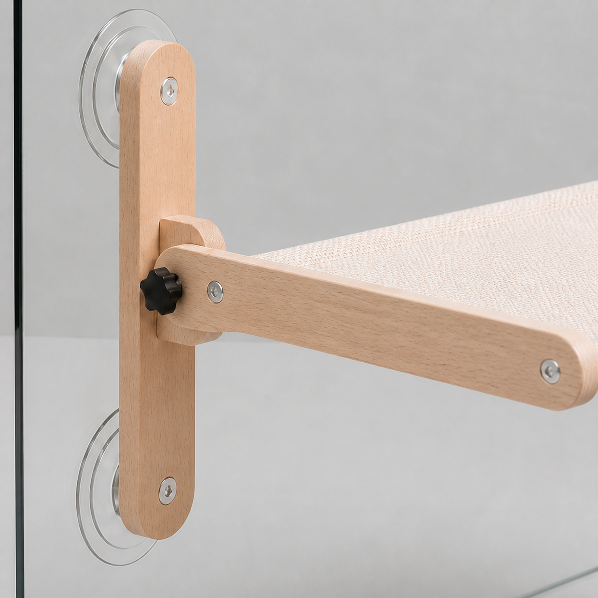 Suction-Cup Window Hammock — Cream woven sling