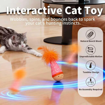 Lulu's world Solid Wood Wobbler Cat Toy with Catnip for Cats