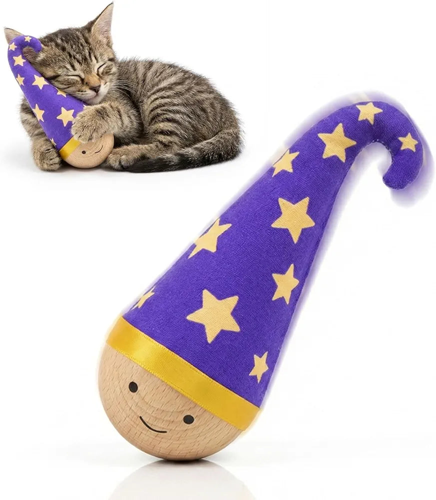 Lulu's world Solid Wood Wobbler Cat Toy with Catnip for Cats