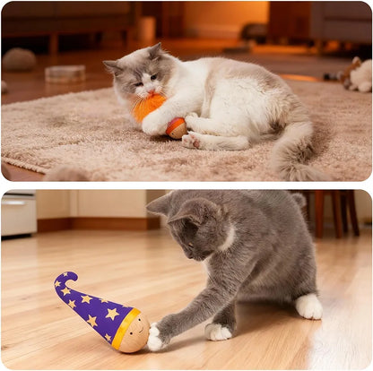 Lulu's world Solid Wood Wobbler Cat Toy with Catnip for Cats