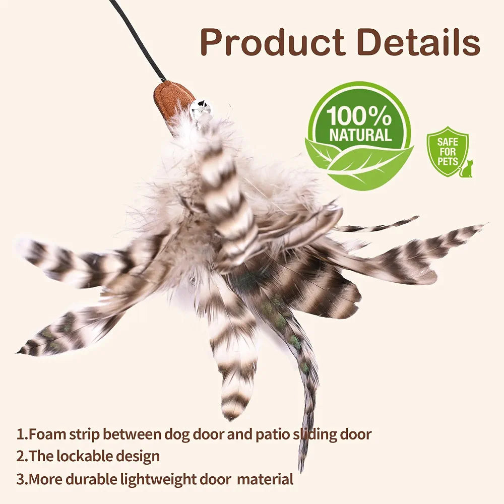 Lulu's world Retractable Cat Wand Toy - 46" Telescopic Feather Teaser for Indoor Cats & Kittens - Smooth Extension , Interactive Pet Exercise Toy for Chasing & Pouncing
