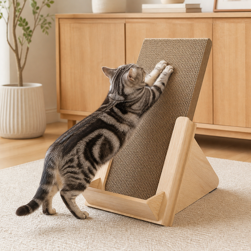 Basic Incline Cat Scratcher styled for everyday use in a warm modern home
