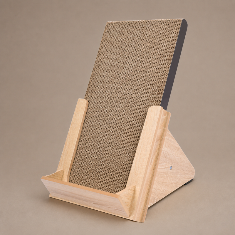 Basic Incline Cat Scratcher on a neutral warm mushroom taupe studio background