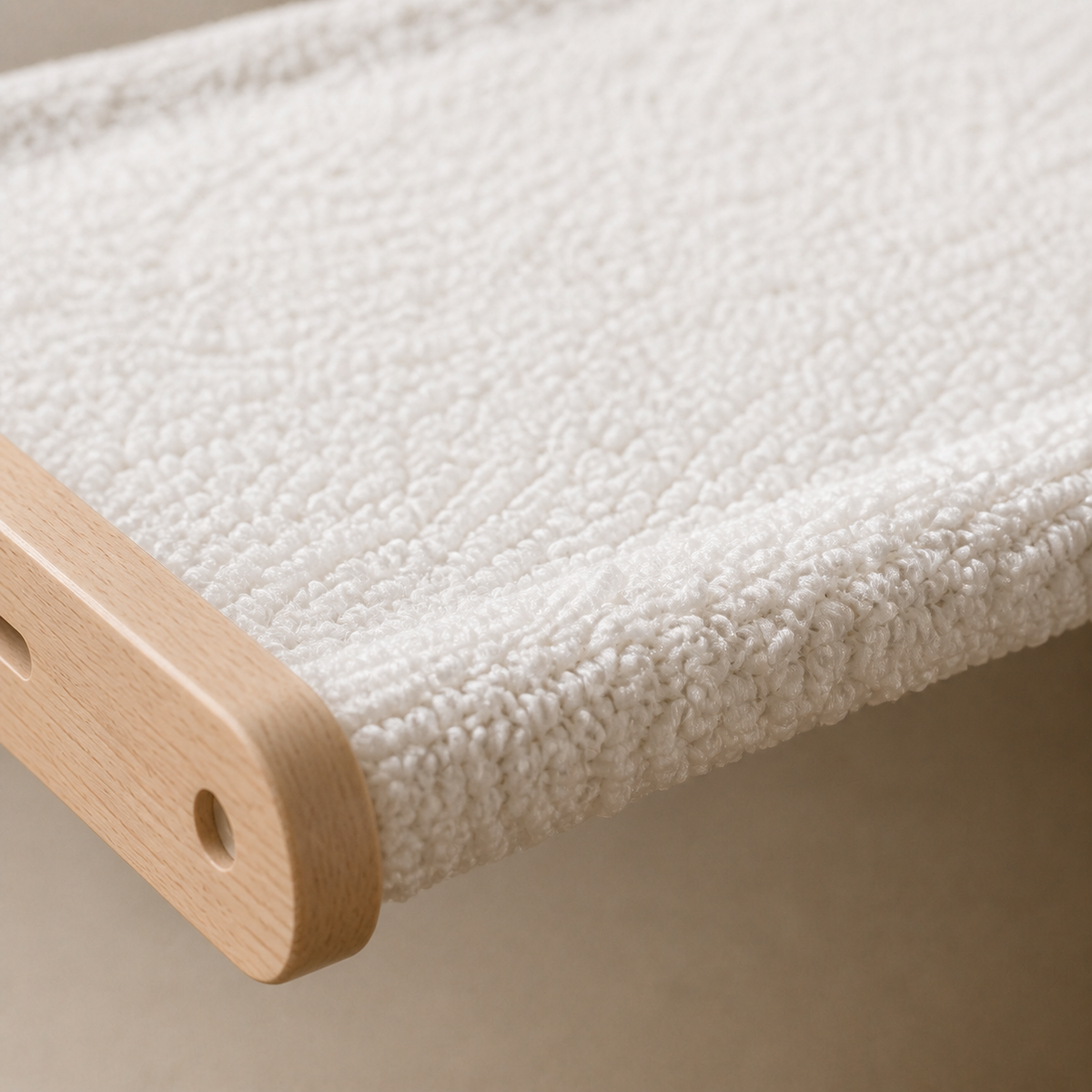 Macro detail of the white loop textured fabric deck