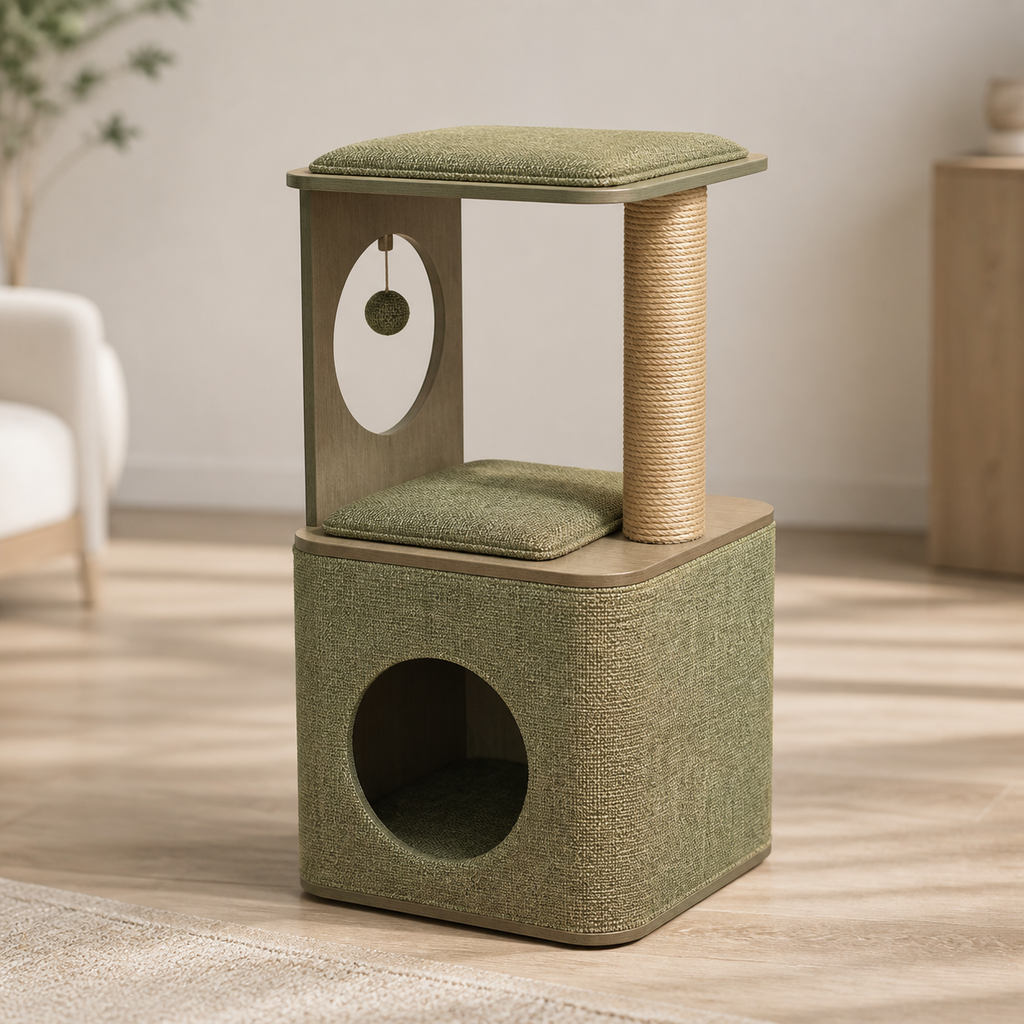 Cubox M3 Cat Condo styled for everyday use in a warm modern home