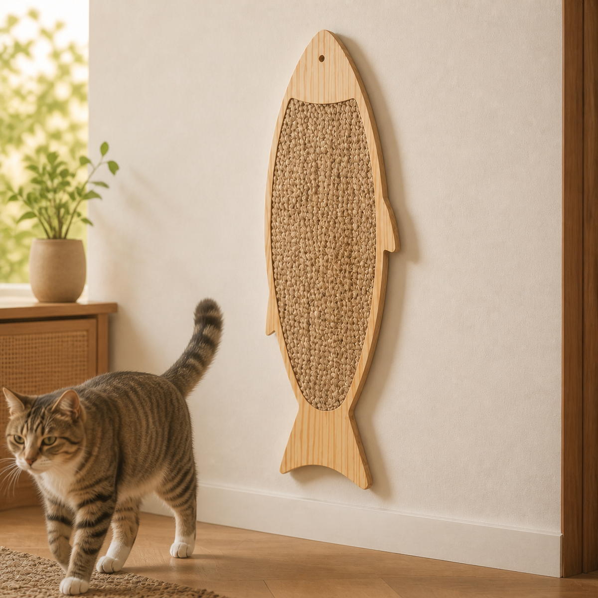 Fish Wall Scratcher remaining clear of the floor after use