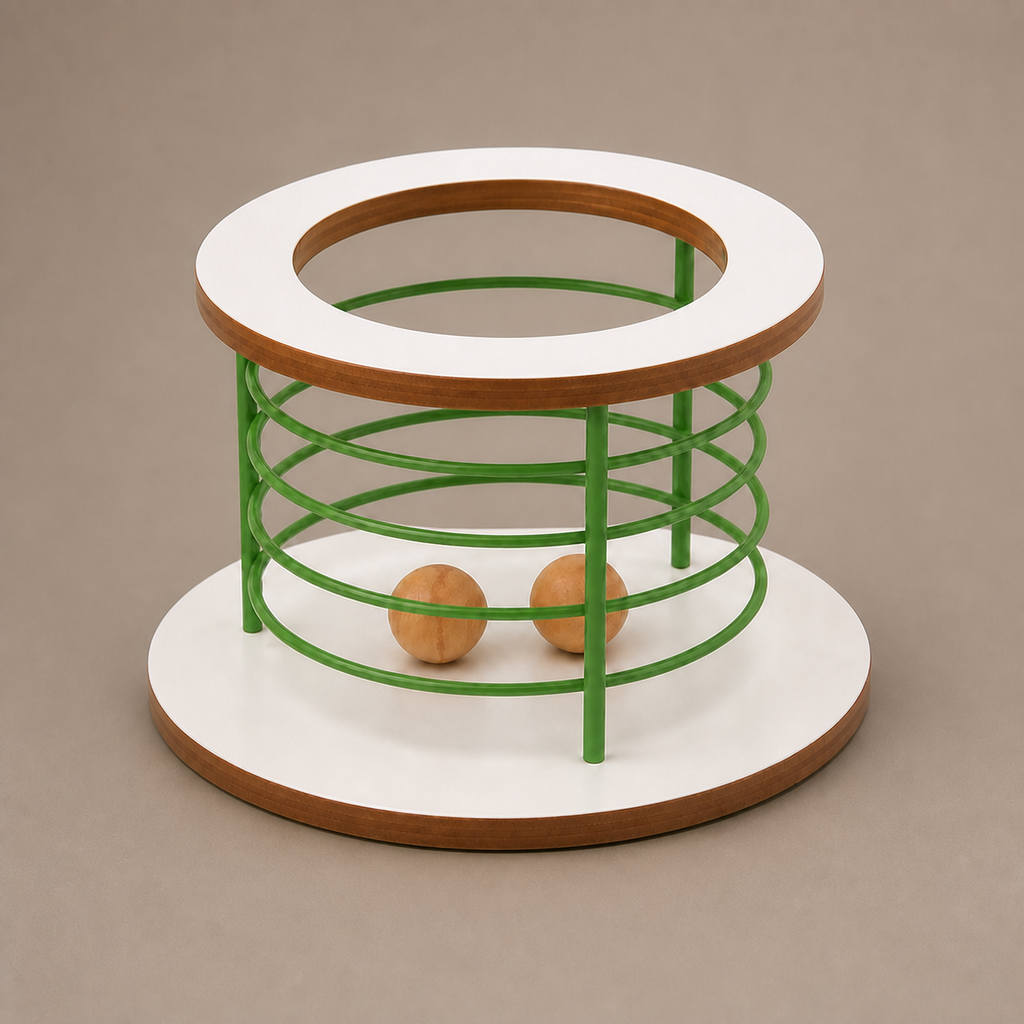 Green Ball Pool on a neutral warm mushroom taupe studio background