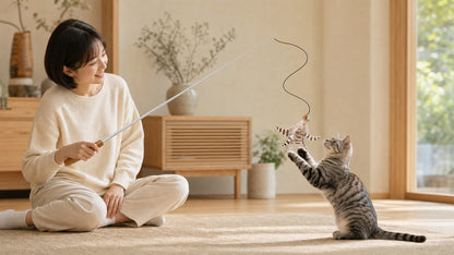 Lulu's world Retractable Cat Wand Toy - 46" Telescopic Feather Teaser for Indoor Cats & Kittens - Smooth Extension, Interactive Pet Exercise Toy for Chasing & Pouncing
