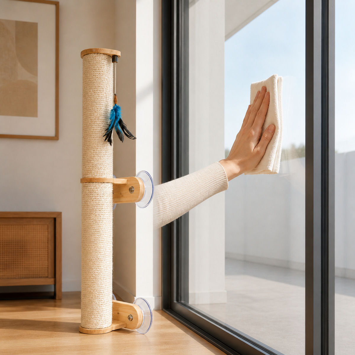 No-Drill Wall Scratcher — Clean and dry the glass contact area.