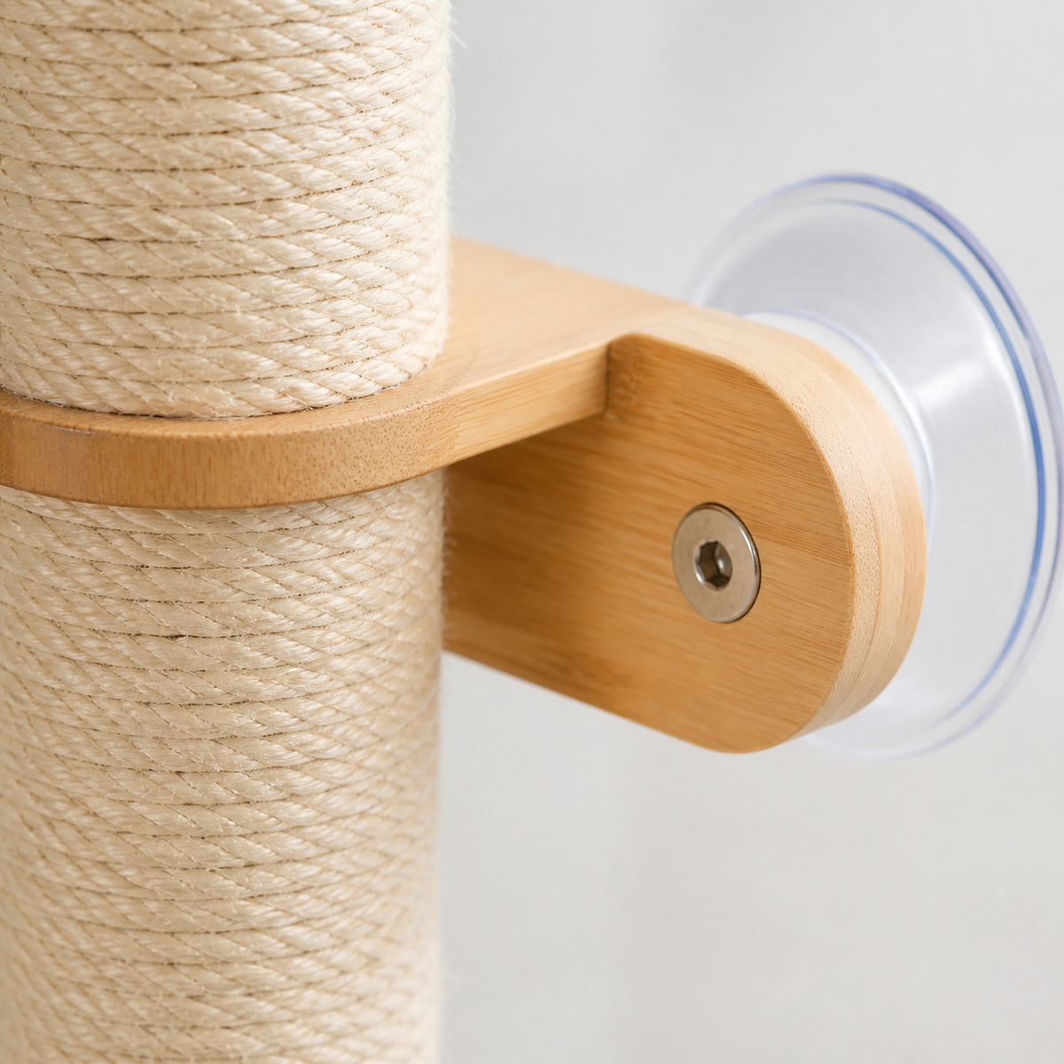 No-Drill Wall Scratcher — Two wood-toned support arms