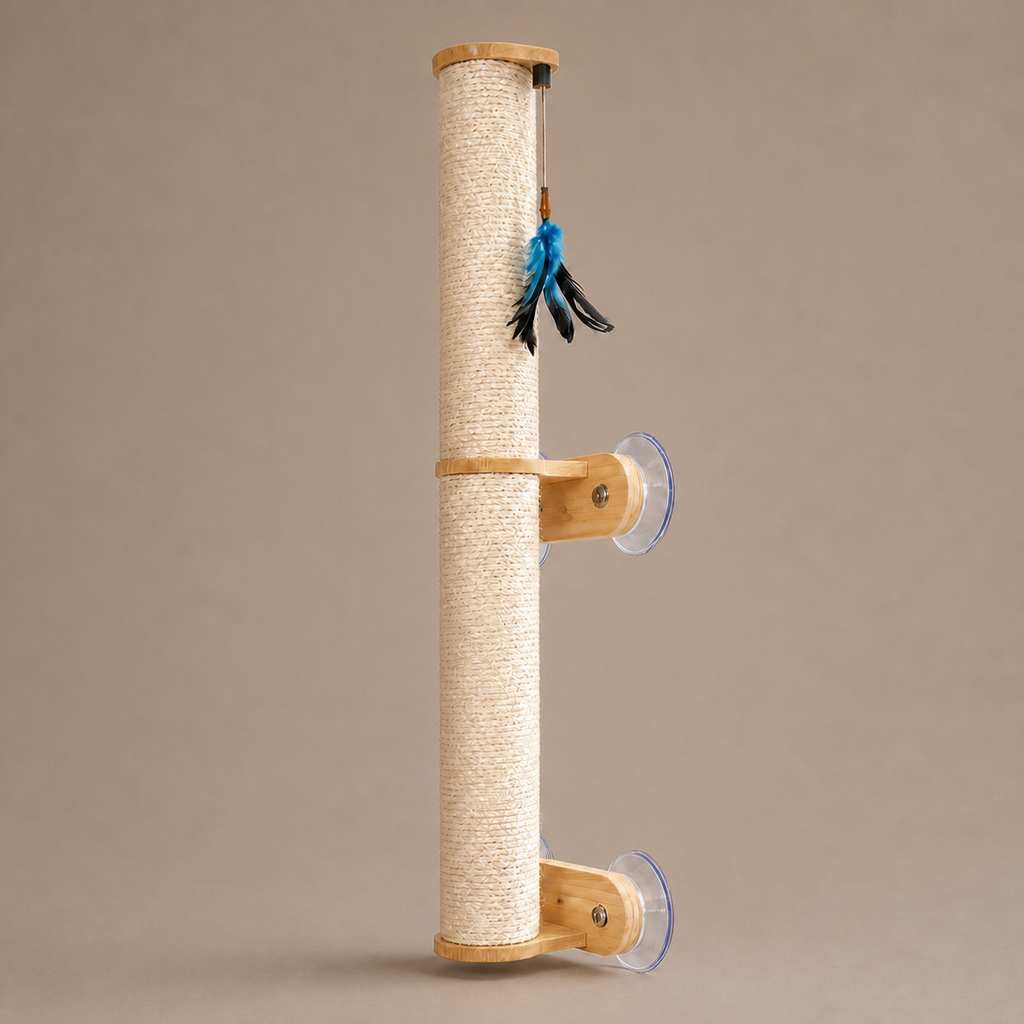 No-Drill Wall Scratcher on a neutral warm mushroom taupe studio background