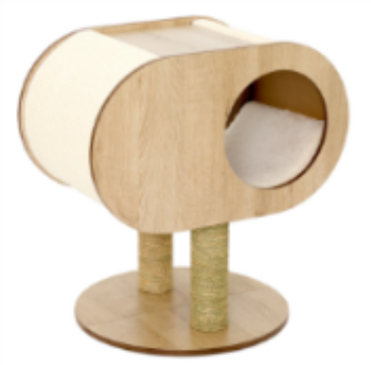 Light finish Oval Cat Cabin shown in a clean product view