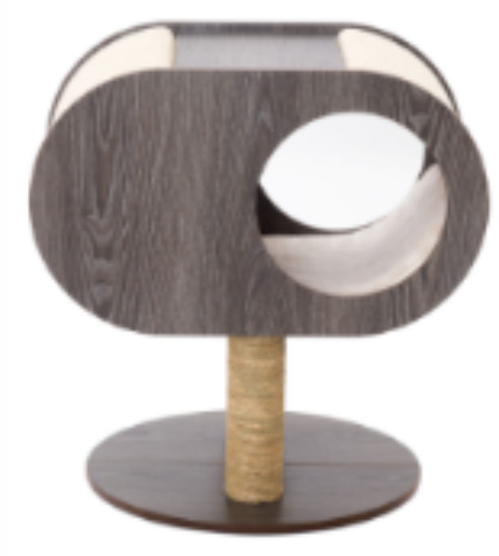 Dark finish Oval Cat Cabin shown in a clean product view