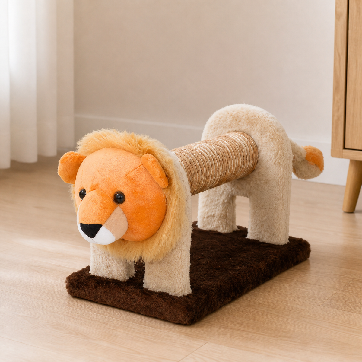 Plush Animal Scratcher styled for everyday use in a warm modern home