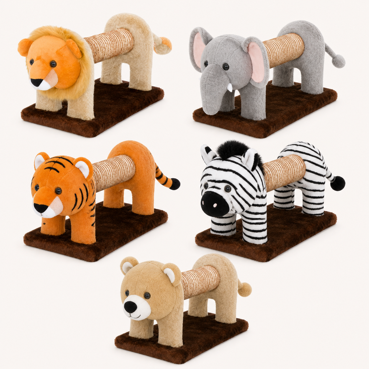 Plush Animal Scratcher — Five character variants