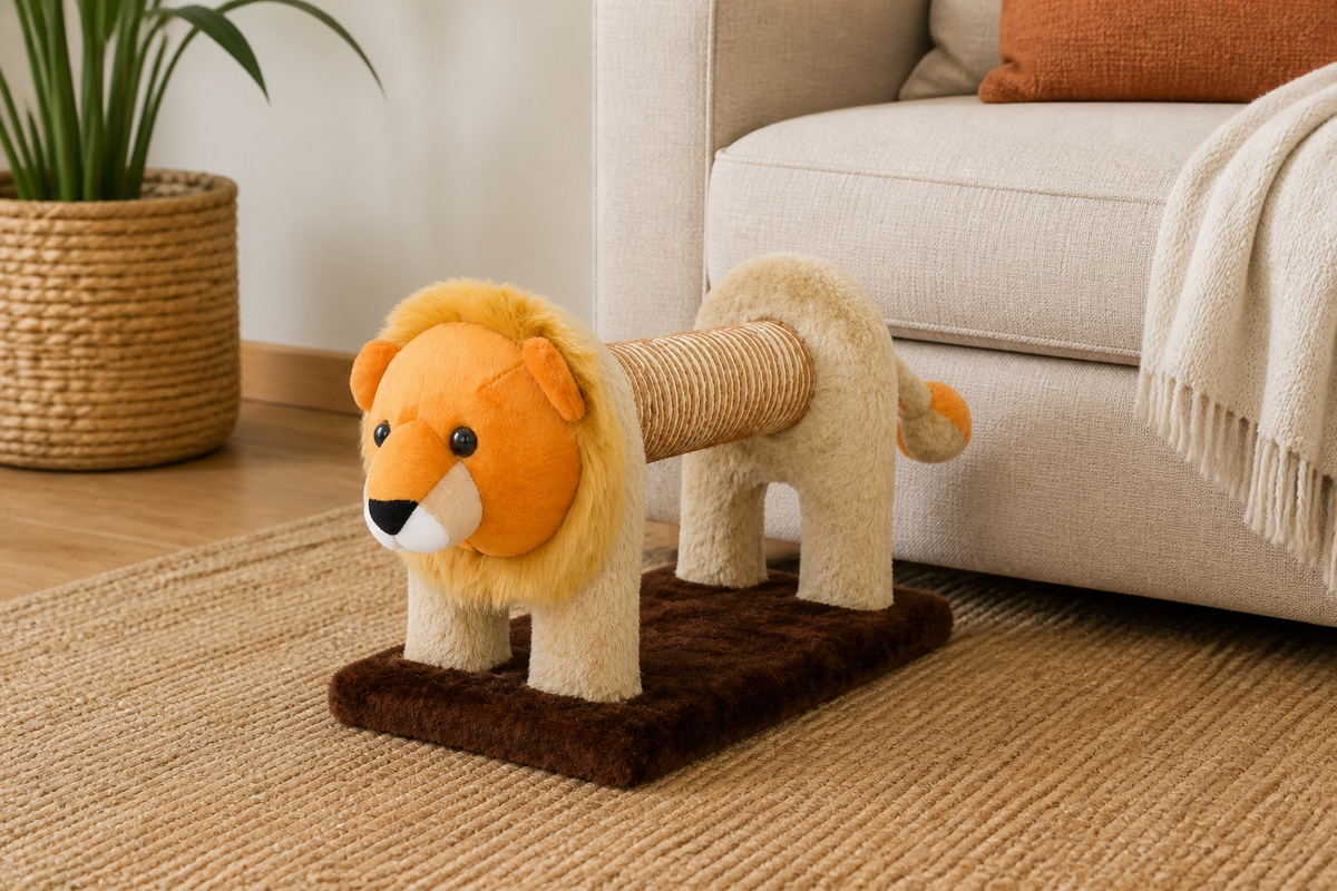 Plush Animal Cat Scratcher — room placement