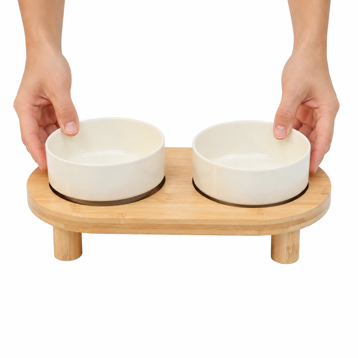 Raised Double Bowl Station — Set both bowls into the raised openings.