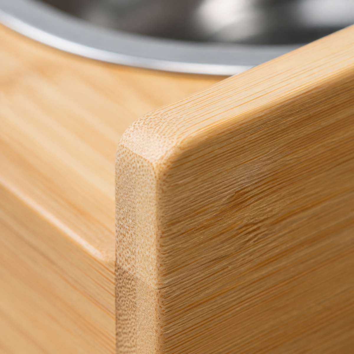 Single Bowl Wood Station — Angled wood-toned top