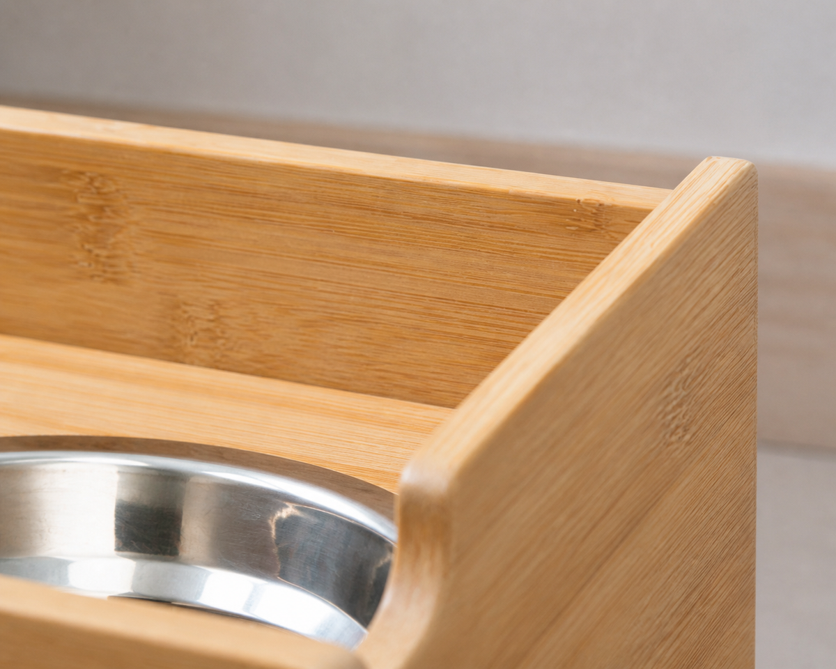 Single Bowl Wood Station — Raised rear support