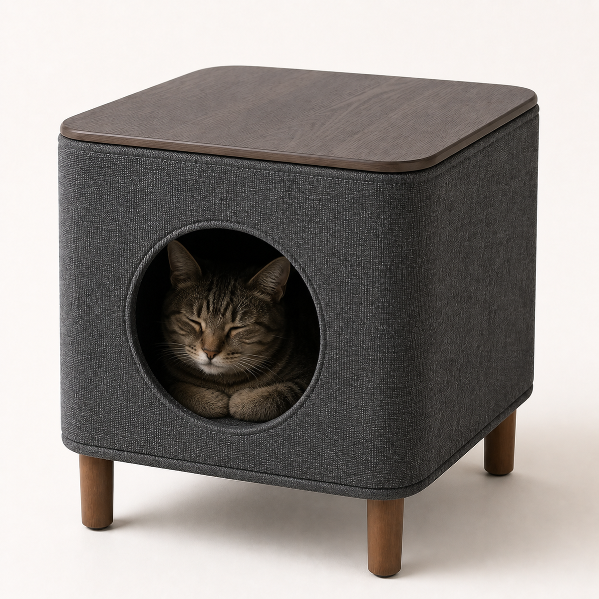 Soft Cube Cat House — Rest inside the upholstered cube.