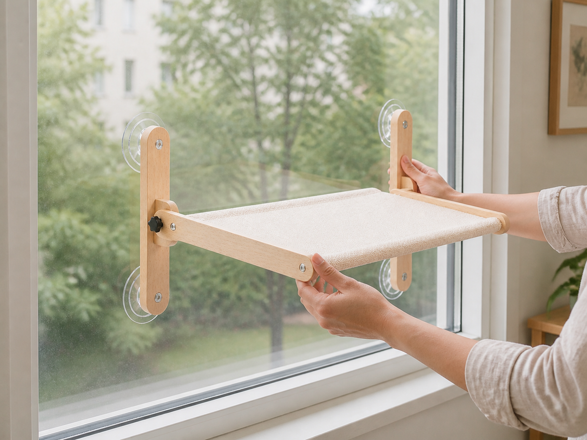 Suction-Cup Window Hammock — Clean and dry all four glass contact points.