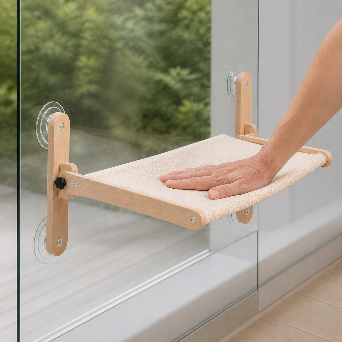 Suction-Cup Window Hammock — Load-test the woven sling before use.