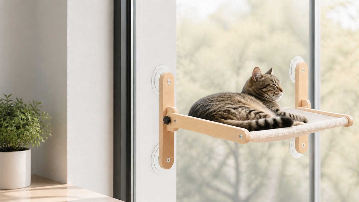 Suction-Cup Window Hammock in a shared home setting