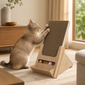 Wooden Incline Cat Scratcher styled for everyday use in a warm modern home