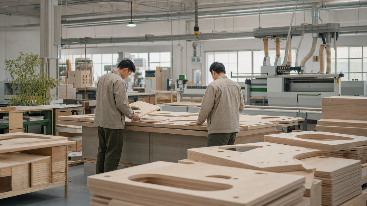 An illustrative view of an organized woodworking production floor.